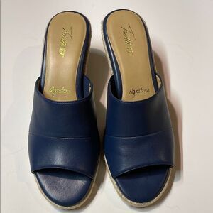 Trotters Women’s Colony Espadrille Slide Wedge Sandal Navy Blue Sz 9N
